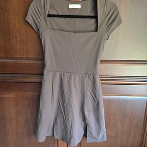 Eileen Fisher Taupe Cap Sleeve Mini Dress